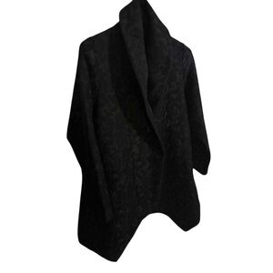 HABITAT Black Jacquard Shawl Collar Oversized Winter Coat Asymmetrical Hem Sz S